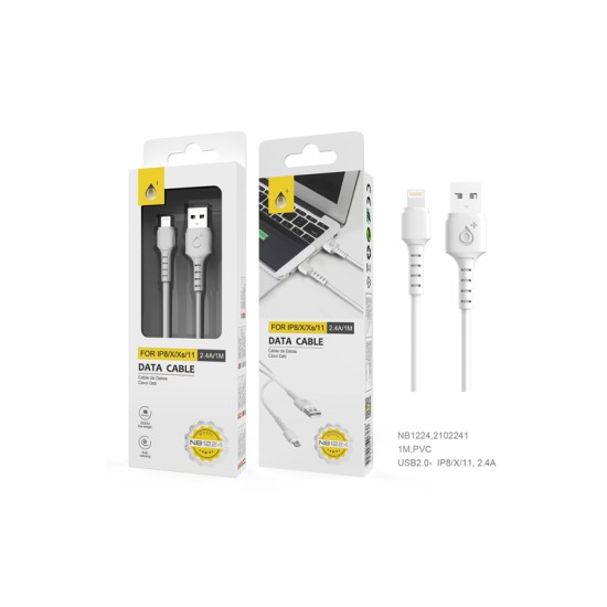 CABO DE DADOS DE ILUMINAÇÃO ONEPLUS NB1224 PARA APPLE IPHONE 2,4A 1M BRANCO